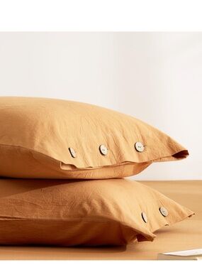 100% Cotton Pillowcases with Button Closure KING 20x36” (2-Pack) Amber Orange